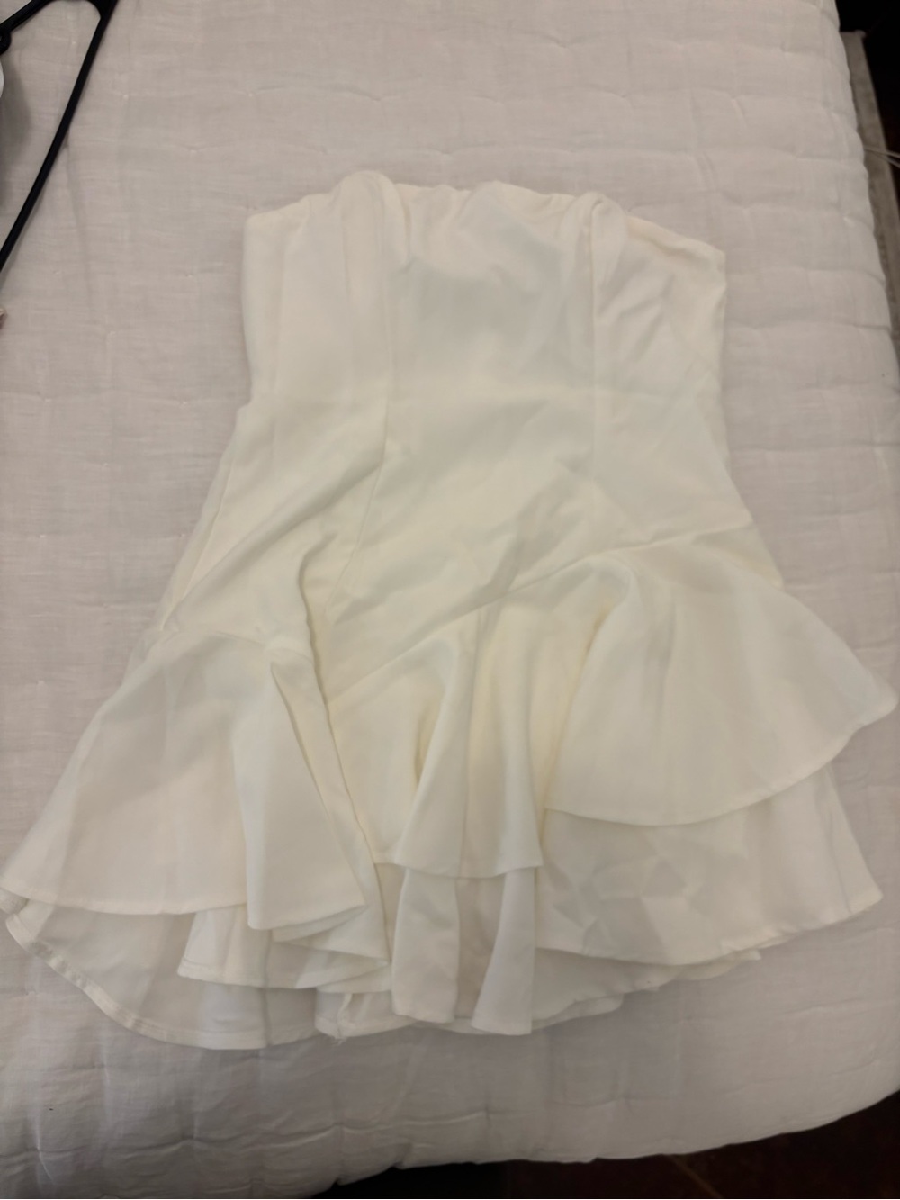 Hello Molly Ivory Strapless Ruffle Mini Dress